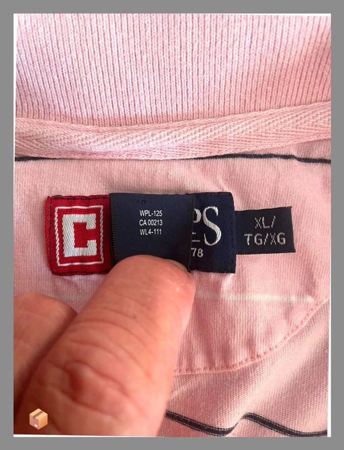 👕 Polo Chaps homme – Taille XL – Rose pâle à rayures - photo numéro 5
