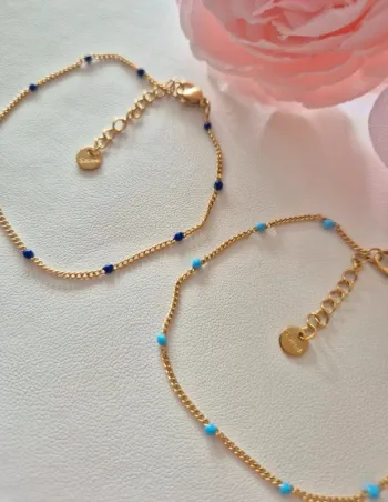 Lot de 2 bracelets dorée acier inoxydable 🌸 bleu ciel + bleu marine