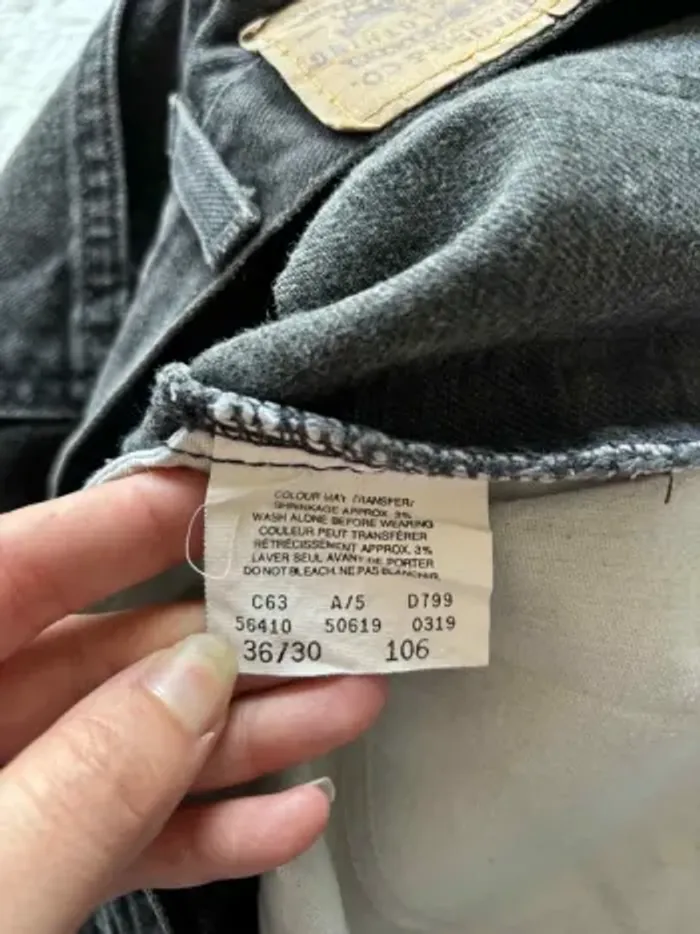 Jean Levi’s 619 regular straight droit taille haute gris anthracite 80/90s vintage Canada W36 XL/46 - photo numéro 7