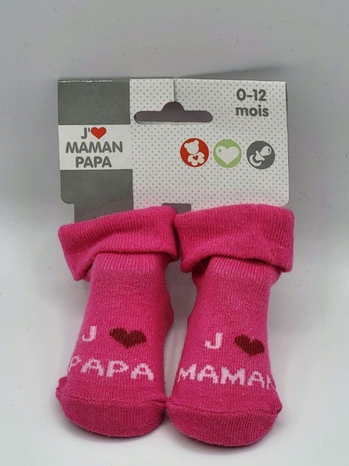 Chaussettes bébé J'aime papa maman 0-12 mois