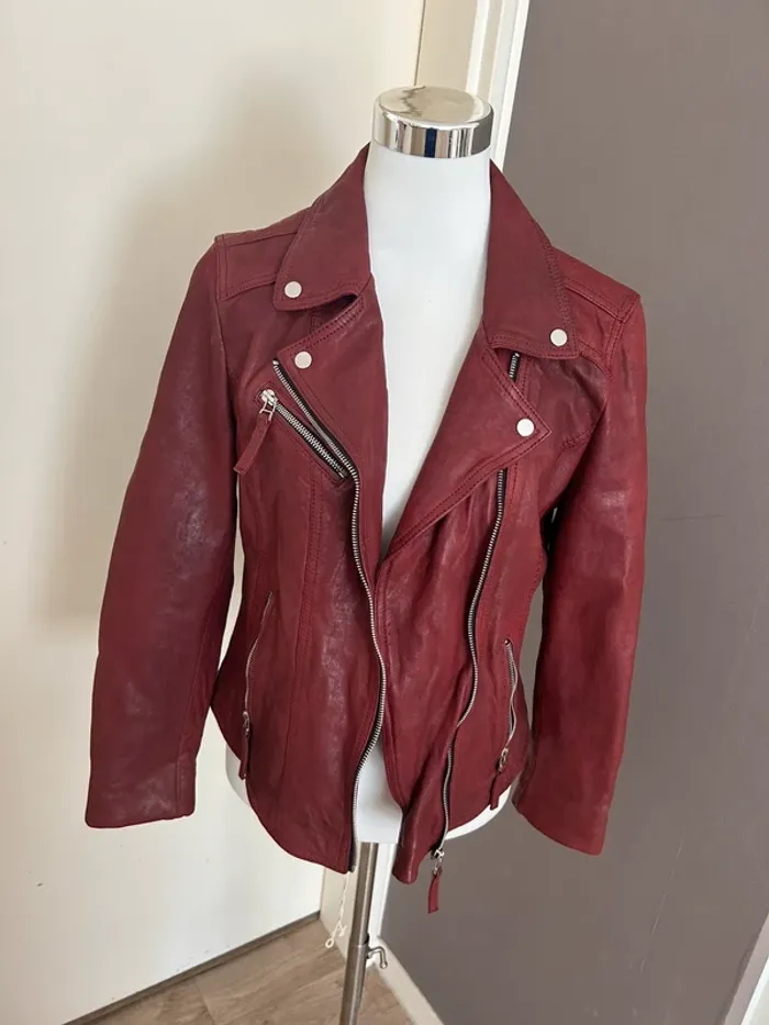 Blouson en cuir Oakwood taille L rouge - photo numéro 9