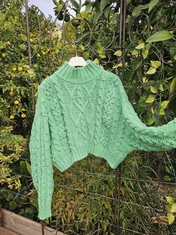 Pull Zara vert perles