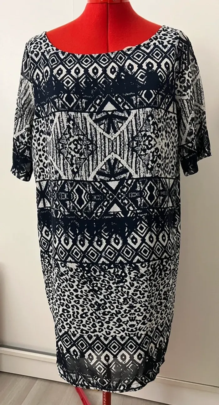 Robe imprimée bleue et blanche Solange