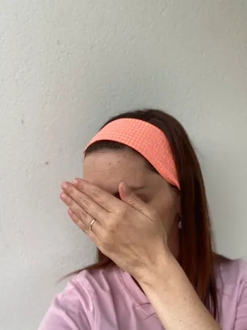 Bandeau cheveux vichy rose fluo