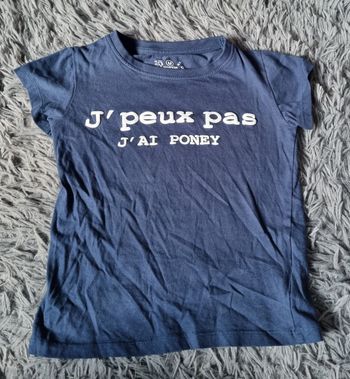 T-shirt marine (Je peux pas j'ai poney) 6ans mixte
