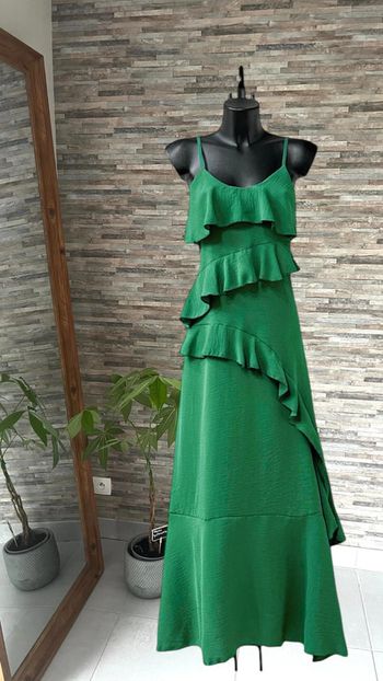 Robe longue verte bohème taille unique