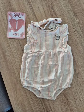 Barboteuse été blanche 12 mois