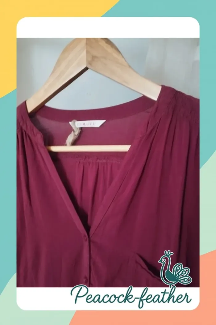 Blouse bordeaux xl camaieu - photo numéro 5