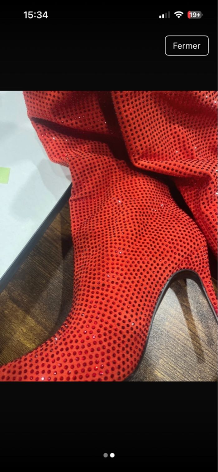 Bottes hautes neuves rouge magnifiques - photo numéro 2