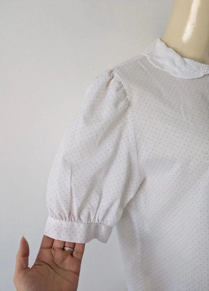 Chemisier d'été blanc à pois roses - Pierre Clarence - taille 42 - photo numéro 4