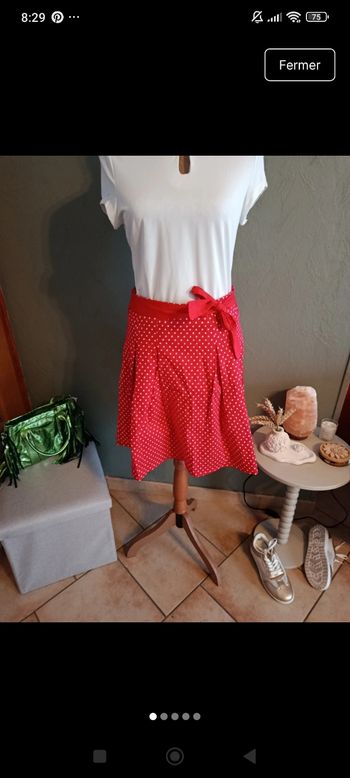 Jupe courte rétro rockabilly Pin up rouge à pois blancs