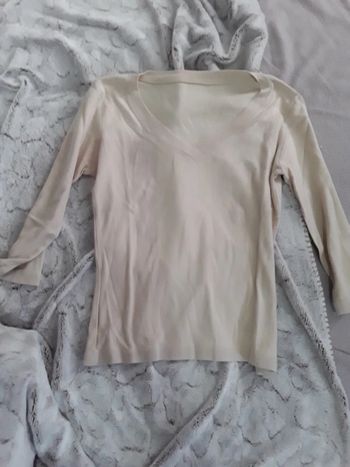 T-shirt beige manche 3/4 taille 38