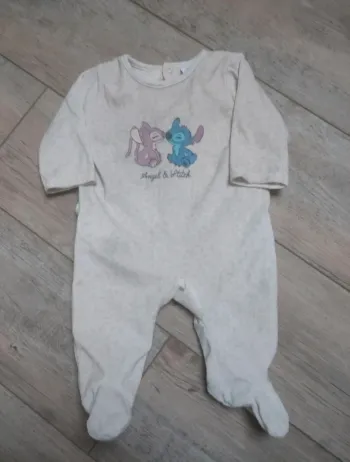 Pyjama velours mixte "stitch et angel" 3 mois