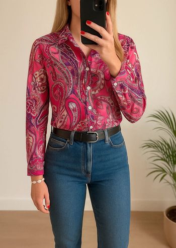 Chemise imprimé paisley rose fuchsia taille M