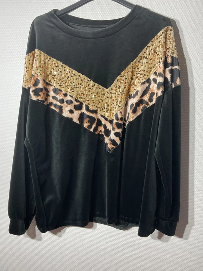 Pull en velours léopard femme taille unique (38-46)- just me - neuf avec étiquette