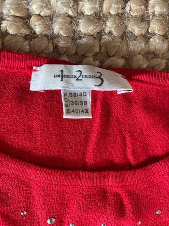 Pull manches courtes rouge - photo numéro 3