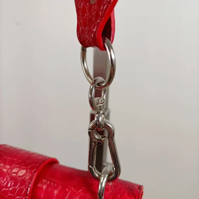 Mini sac bandoulière rouge effet croco – look tendance et structuré S022 - photo numéro 4