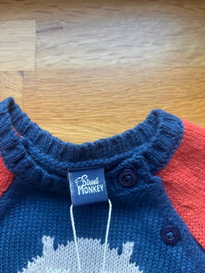 Pull maille street Monkey 6 mois garçon neuf - photo numéro 2