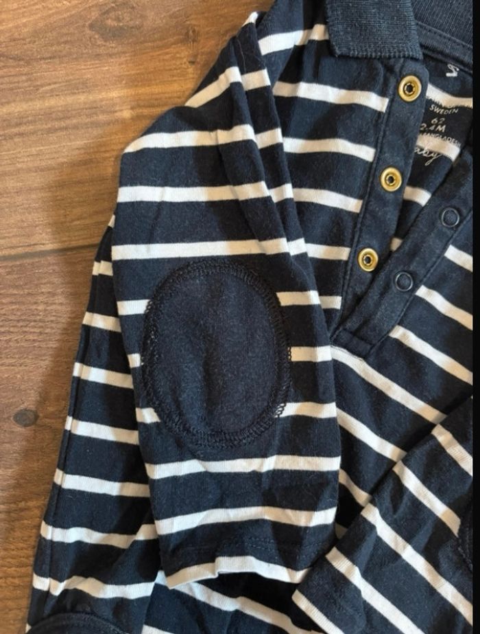 Body  bébé garçon 9 mois   Rayé bleu marine e blanc - photo numéro 3