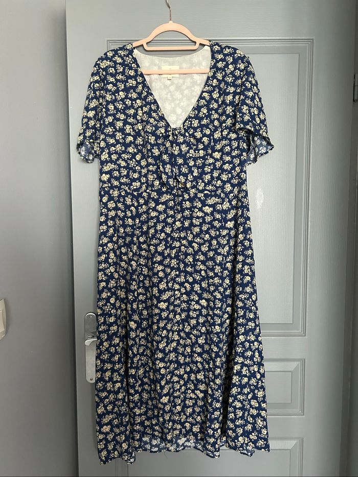 Robe Sézane Ophelia Cara T. 46 bleu fleurs longue