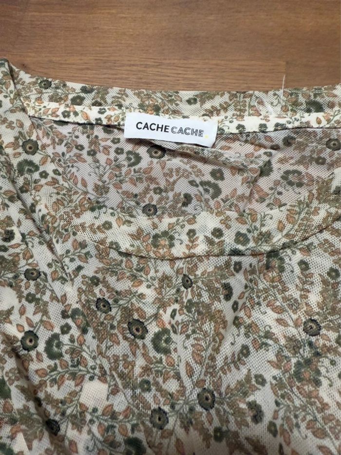 Tee shirt fleuris vert - taille s/m - photo numéro 2