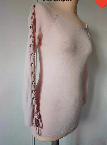 🌸haut manches longues rose poudré avec lacets taille 36 38 extension marque Nicole