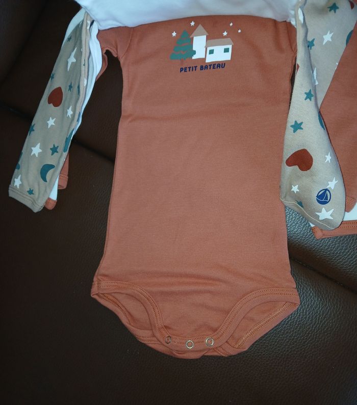 lot de 3 bodies manches longues garcon petit bateau 18 mois - photo numéro 2