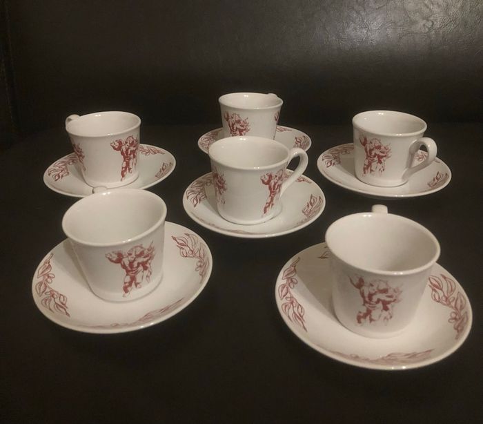 Service à café »CTC Design »blanc et bordeaux