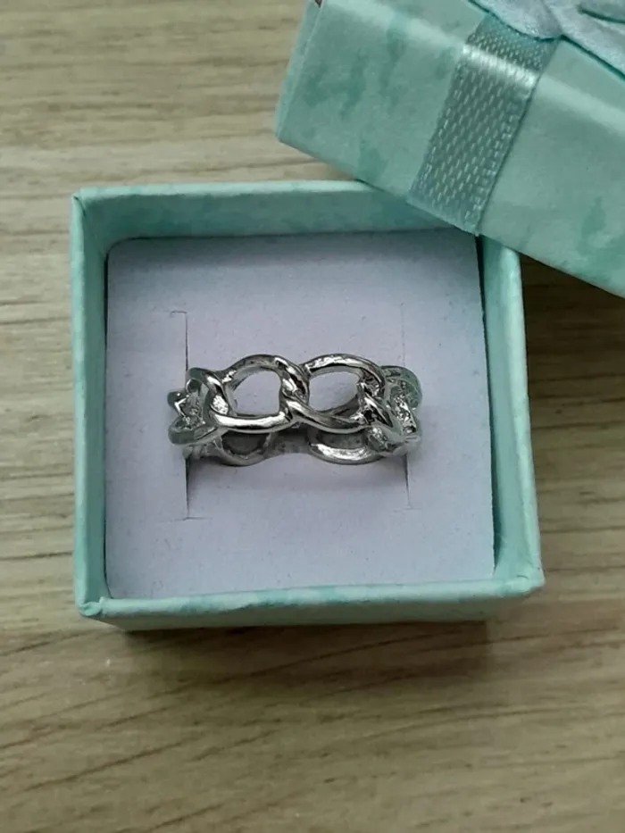 Bague chaine, maillons, argentée, réglable, style Hip Hop - photo numéro 2