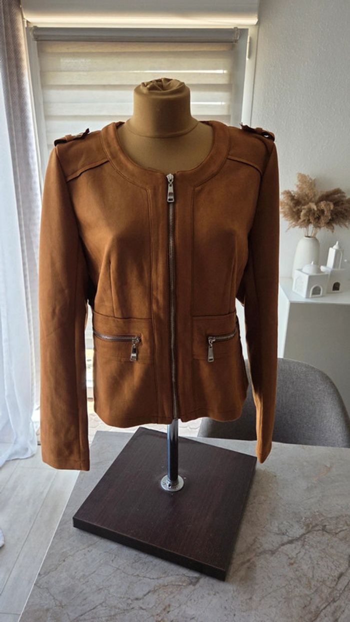 Veste suédine HF Paris - Camel