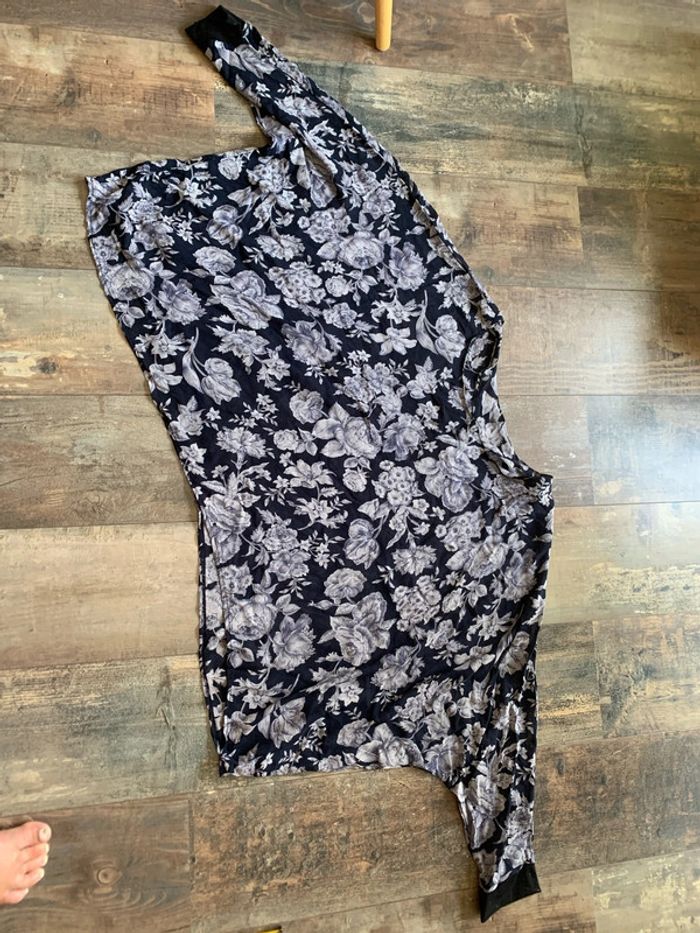 Blouse légère fleurie manches 3/4 chauve souris