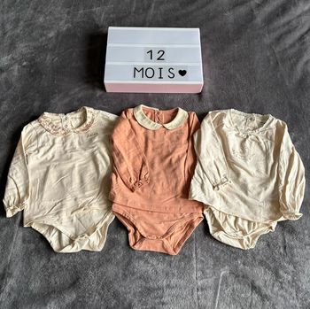 Lot de 3 bodies t-shirts, 2 en 1, VertBaudet
