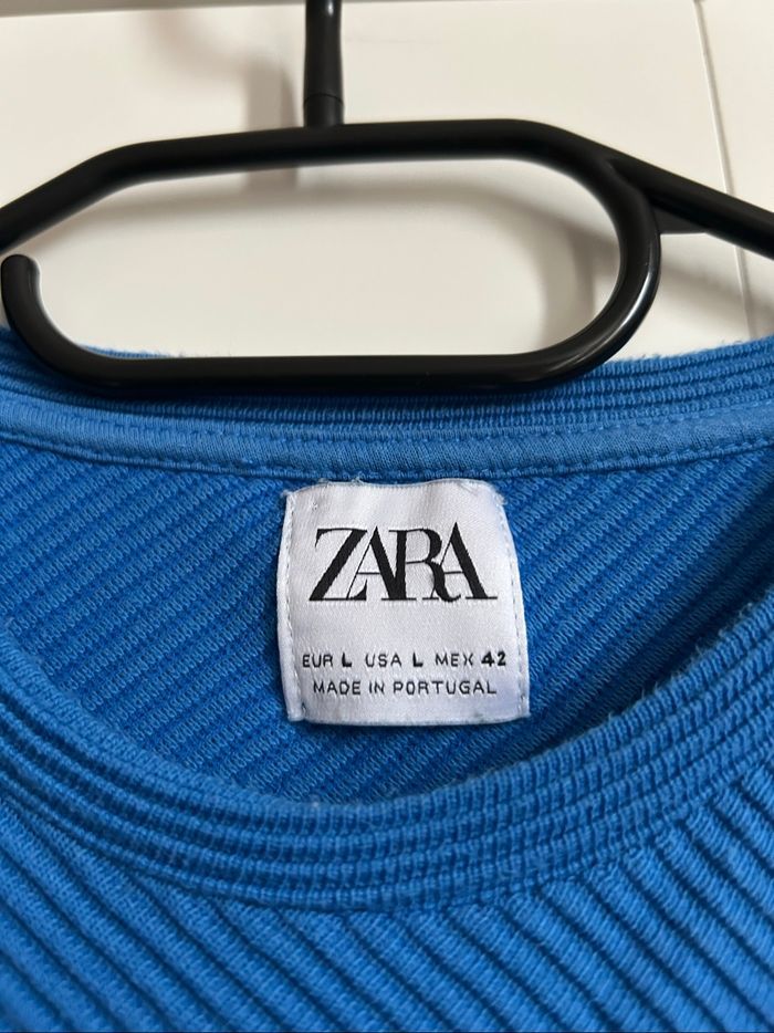 Pull bleu à détails uni Homme Zara Tailles M-L - photo numéro 5