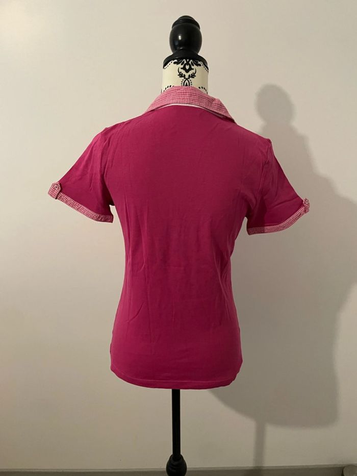 T-shirt polo manches courtes rose fushia à carreaux blanc Burton taille M - photo numéro 5
