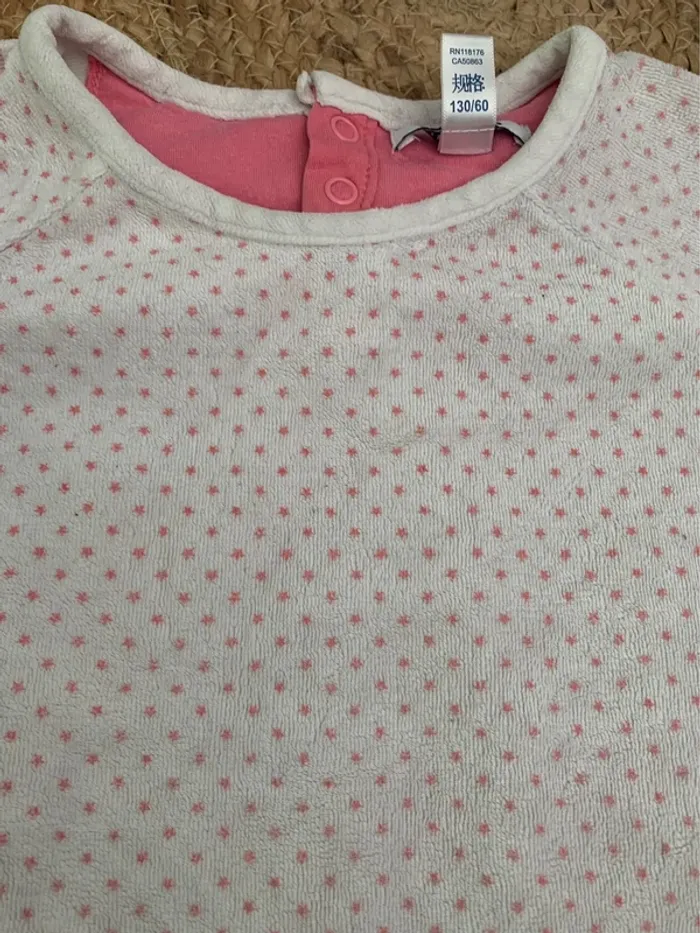 Pyjama velours rose et blanc Okaidi 8 ans - photo numéro 2