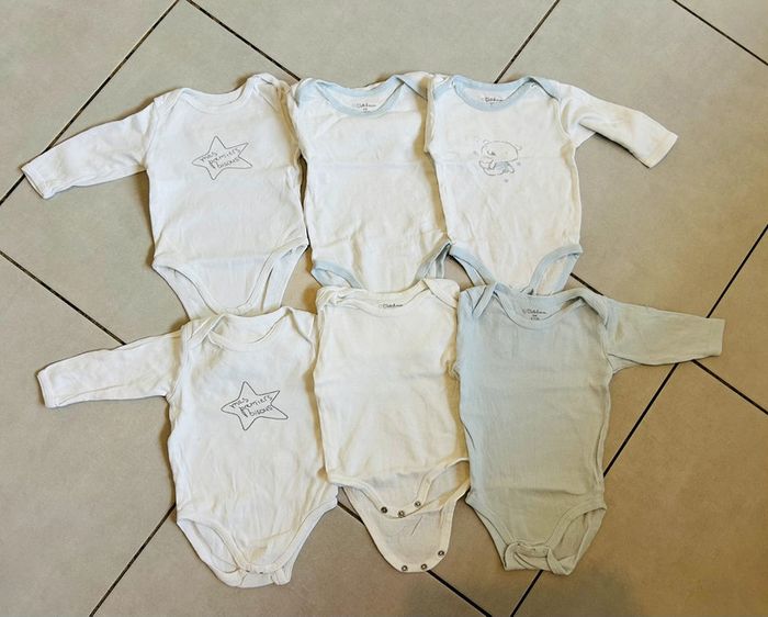 Lot 6 bodies manches longues Kiabi 6 mois