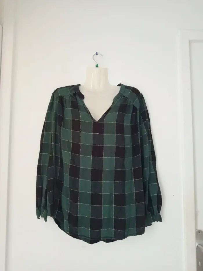 Chemise manches longues à carreaux femme