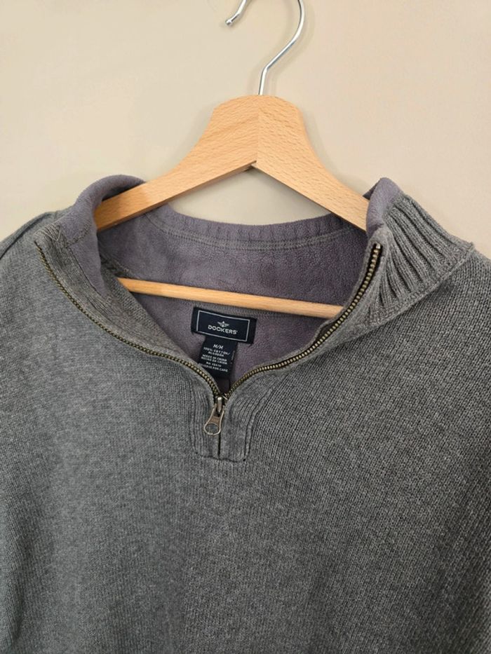 Pull Dockers gris col montant zippé coton doux homme taille M - photo numéro 4