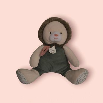 Doudou lion pantin vert beige Doudou et compagnie