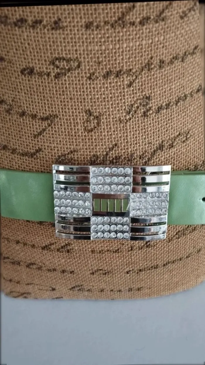 Ceinture verte boucle argenté 95 cm - photo numéro 3