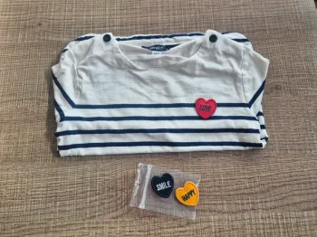 T shirt marinière épais Okaïdi 5 ans en parfait état