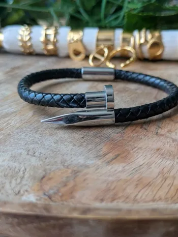 Bracelet cuir clou homme
