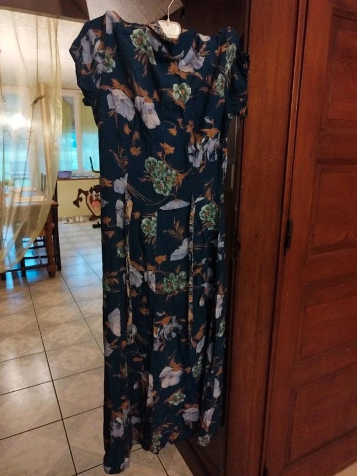 Robe longue bleue avec passants S/36 vintage - photo numéro 4