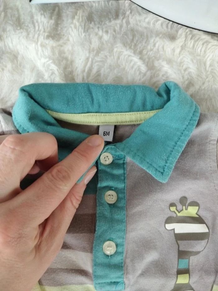 Polo tee shirt chemise manches longues Garçon 6 mois Girafe - photo numéro 4