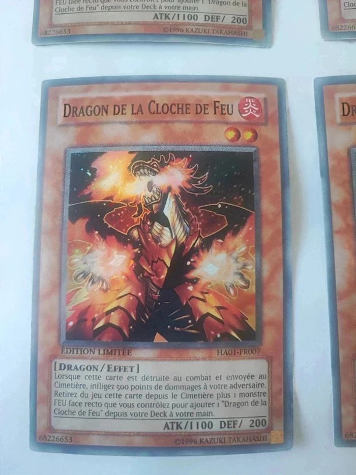 4 cartes Yu-Gi-Oh!  Dragon de la cloche de feu édition limitée ha01-fr007 - photo numéro 5
