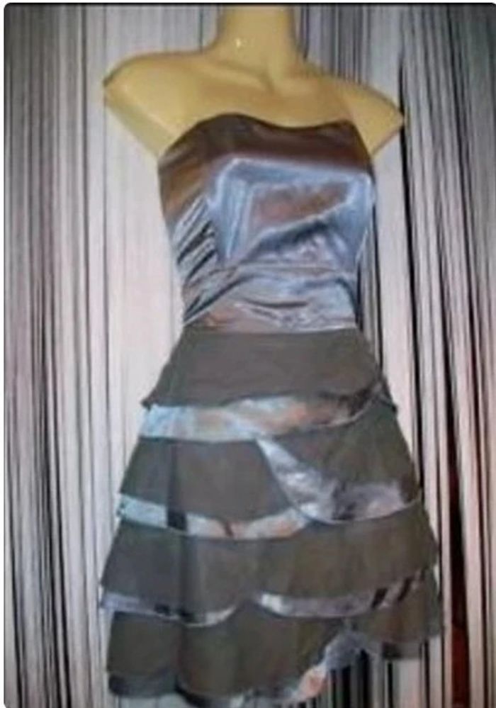 Robe cocktail cérémonie argent t 38