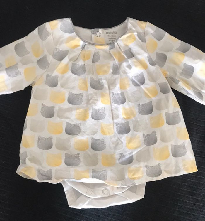 Blouse manches longues avec body integré Obaidi 3 mois