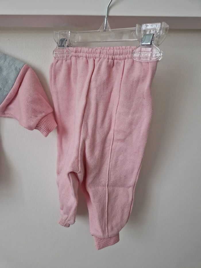 Ensemble pull pantalon jogging rose gris 3-6mois très bon état - photo numéro 5