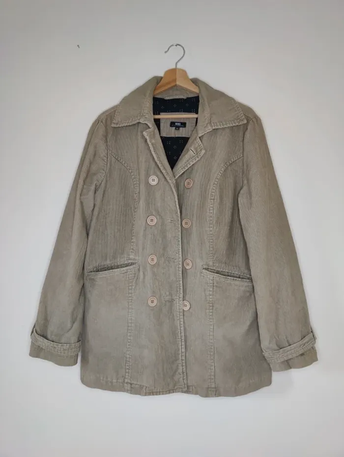 Manteau caban velours côtelé beige
