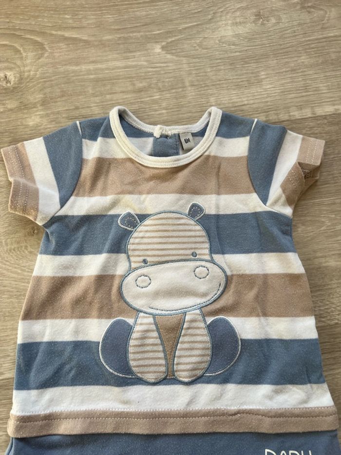 Combinaison neuve imprime hippopotame 6mois - photo numéro 2